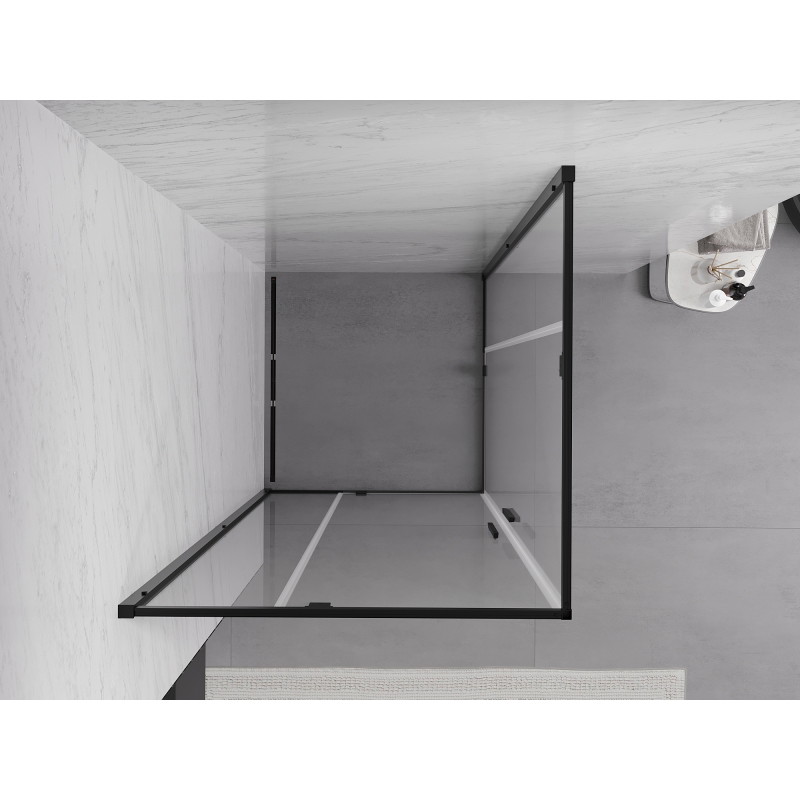 Mexen Exo-R Duo kvadratinis dušo kampelio kabina 80 x 80 cm, skaidri, juoda - 8110-080-080-70-00