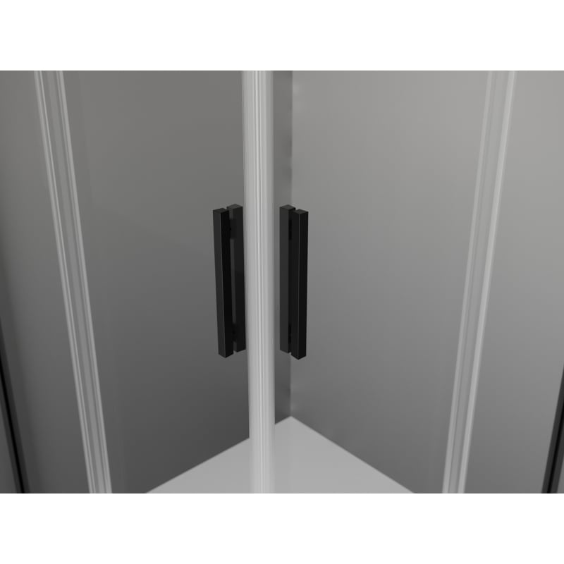 Mexen Exo kvadratinė dušo kabina su varstomomis durimis 90 x 90 cm, permatoma, juoda - 8110-090-090-70-00