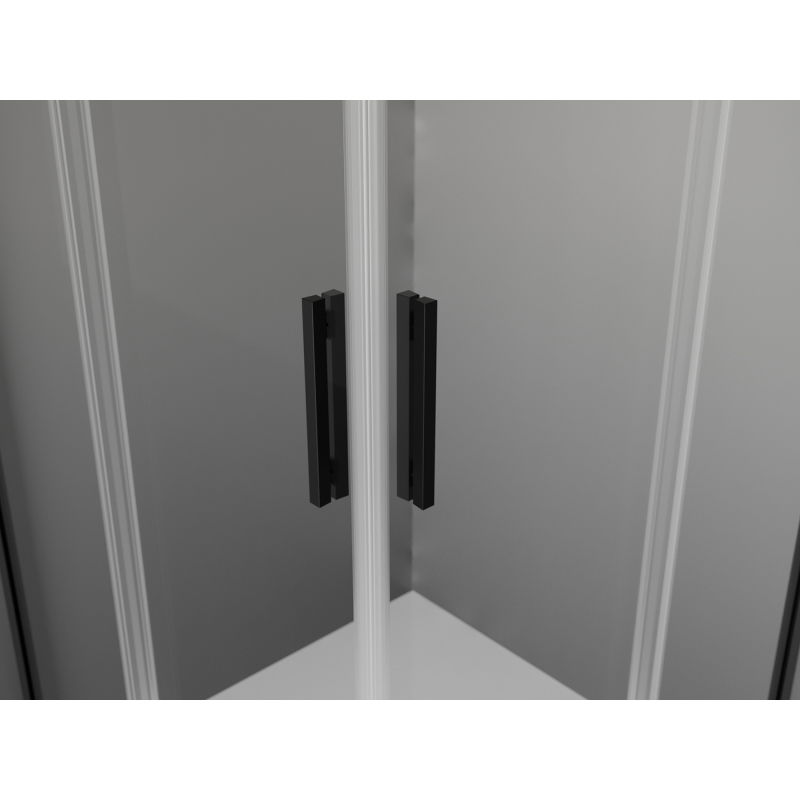 Mexen Exo kvadratinė dušo kabina su atveriamomis durimis 100 x 100 cm, permatoma, juoda - 8110-100-100-70-00