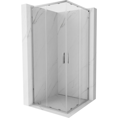 Mexen Exo-S Duo kvadratinė stumdomos durys dušo kabina 70 x 70 cm, permatomas, chromas - 8111-070-070-01-00