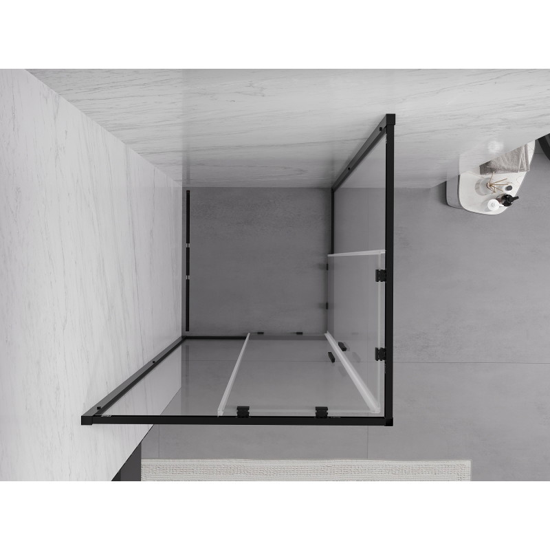Mexen Exo-S Duo keturkampė stumdomų durų dušo kabina 70 x 70 cm, skaidri, juoda - 8111-070-070-70-00