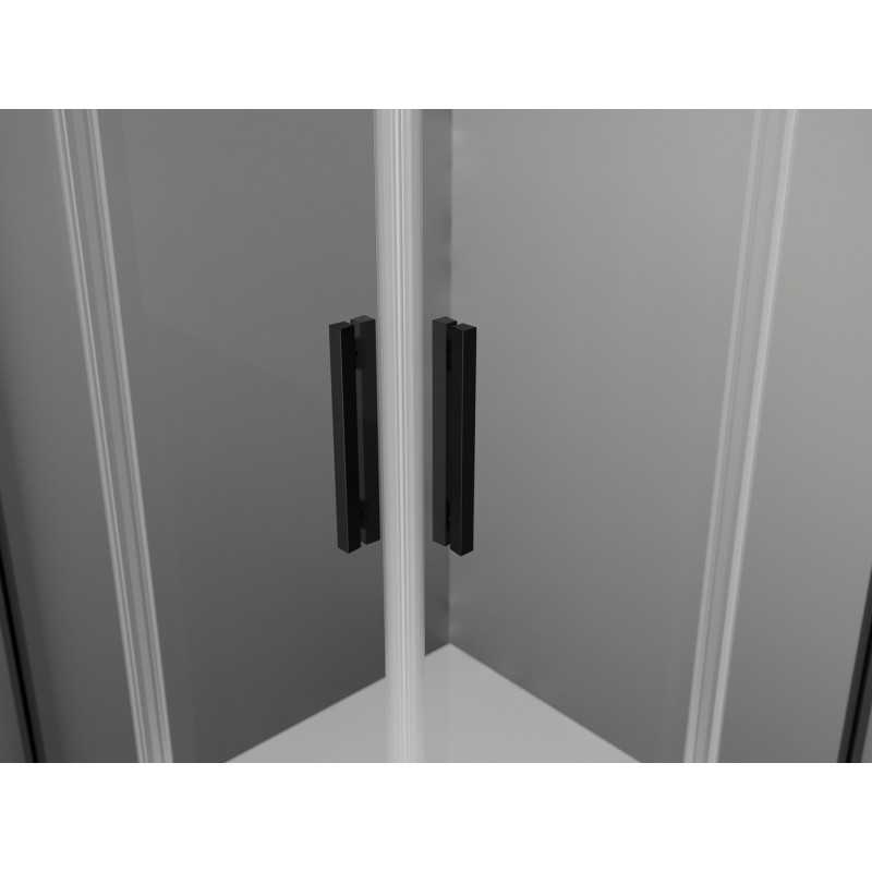 Mexen Exo kvadratinė stumdomo dušo kabina 70 x 70 cm, permatoma, juoda - 8111-070-070-70-00