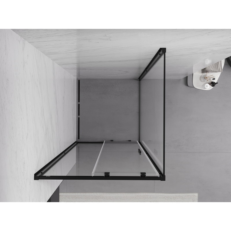 Mexen Exo-S stumdomomis durimis dušo kabina 90 x 90 cm, skaidri, juoda - 8151-090-090-70-00