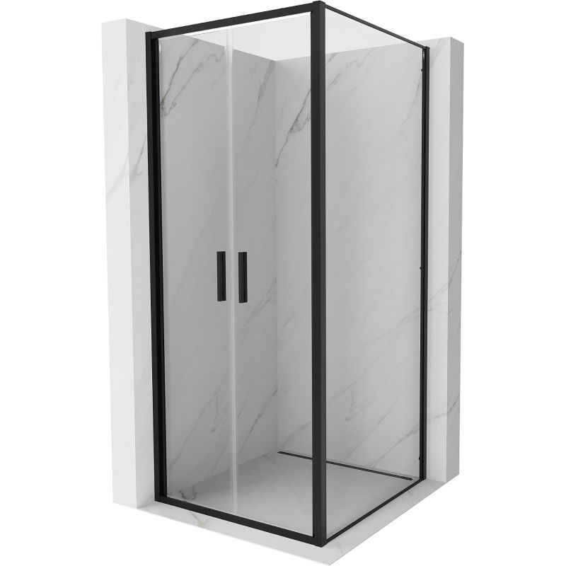Mexen Exo dušo kabina su atveriamomis durimis 90 x 90 cm, skaidri, juoda - 814-090-090-70-00