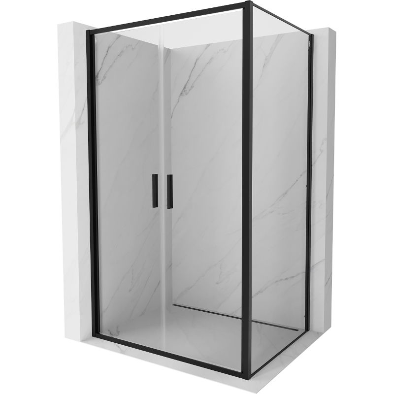 Mexen Exo dušo kabina su atveriamomis durimis 70 x 80 cm, skaidri, juoda - 814-070-080-70-00