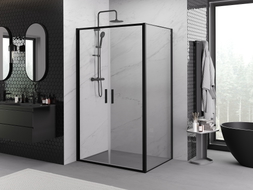 Mexen Exo-B Duo atsidarančios dušo kabinos 80 x 85 cm, skaidri, juoda - 814-080-085-70-00