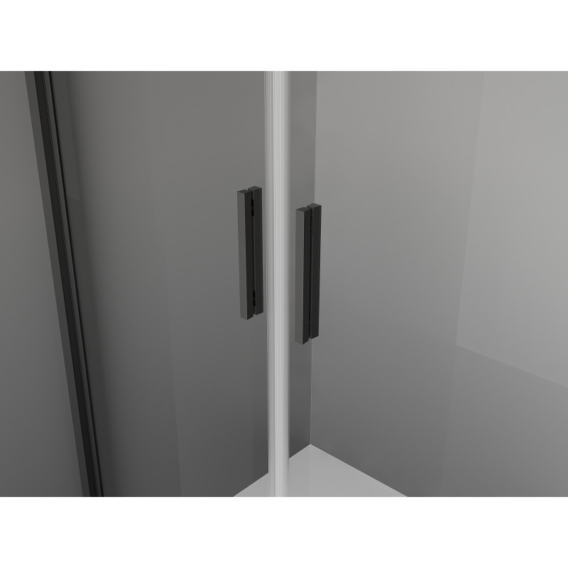 Mexen Exo-BR Duo dvivėrės stiklinės dušo durys 90 cm, skaidrios, juodos - 8182-090-000-70-00