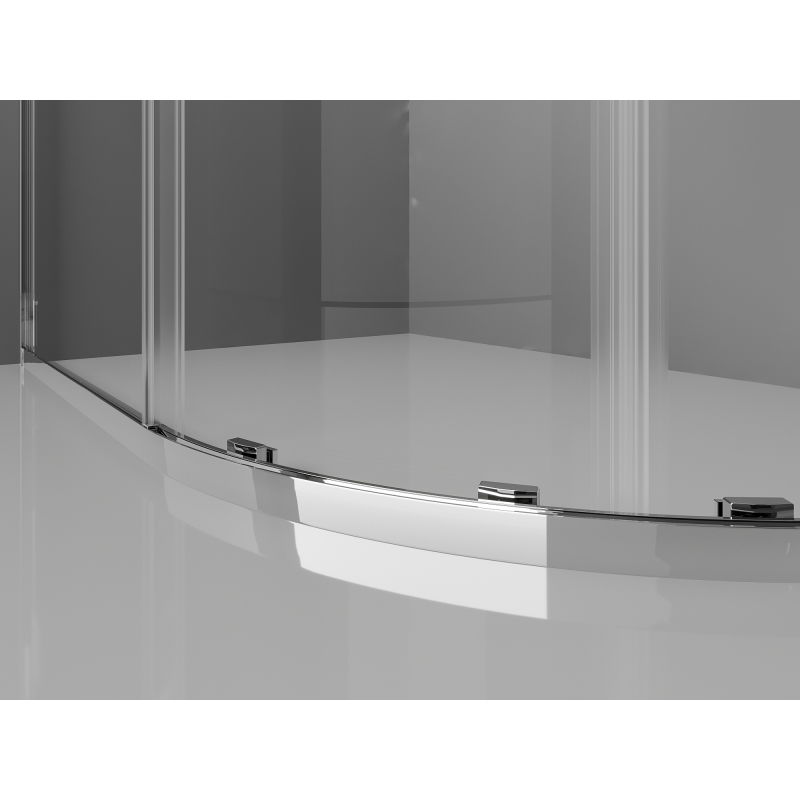 Mexen Exo pusapvalė dušo kabina su slankiojamomis durimis 80 x 80 cm, skaidri, chromuota - 8131-080-080-01-00