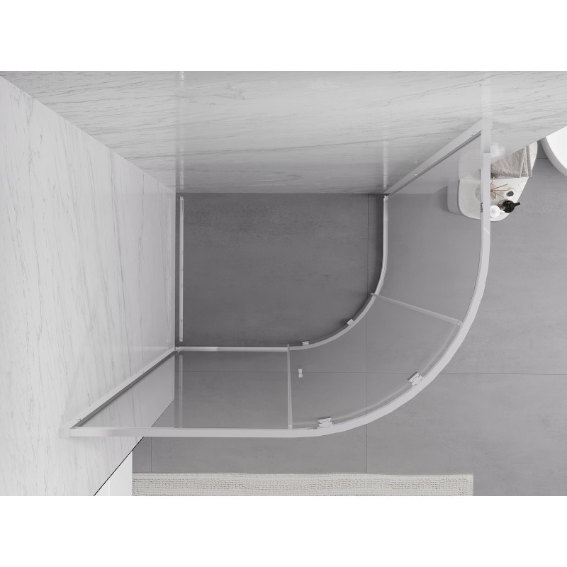 Mexen Exo-S pusapvalė asimetrinė stumdomo tipo dušo kabina 100 x 80 cm, permatomas, chromas - 8131-100-080-01-00