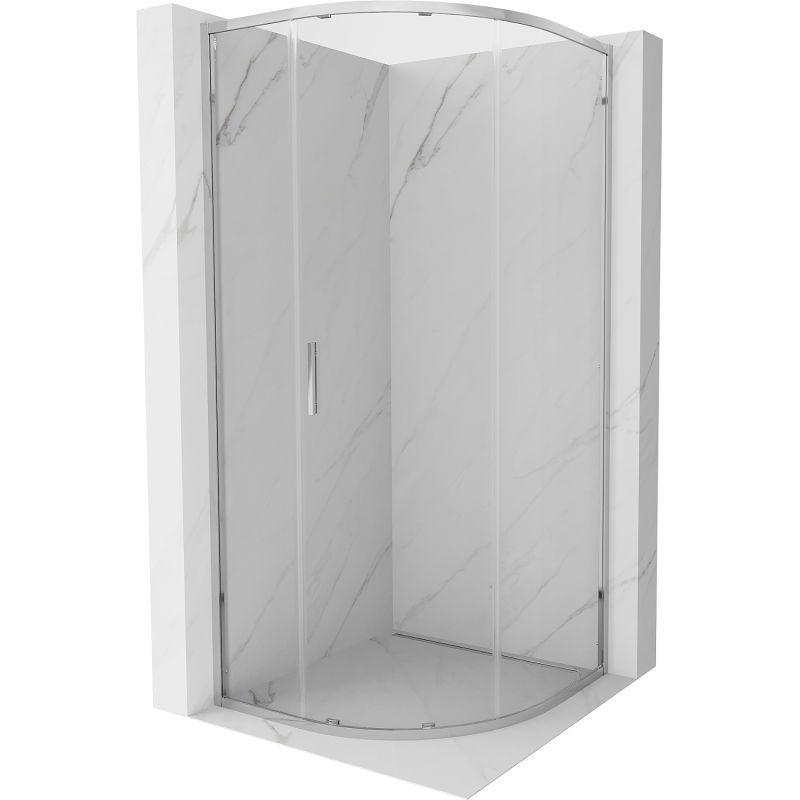 Mexen Exo pusapvalė stumdomo tipo dušo kabina 90 x 90 cm, skaidri, chromuota - 8131-090-090-01-00