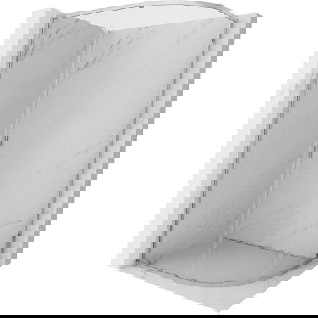 Mexen Exo asimetriška pusapvalė stumdoma dušo kabina 120 x 90 cm, permatoma, chromuota - 8131-120-090-01-00