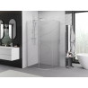 Mexen Exo-S asimetriška pusapvalė stumdomoji dušo kabina 120 x 90 cm, permatoma, chromas - 8131-120-090-01-00