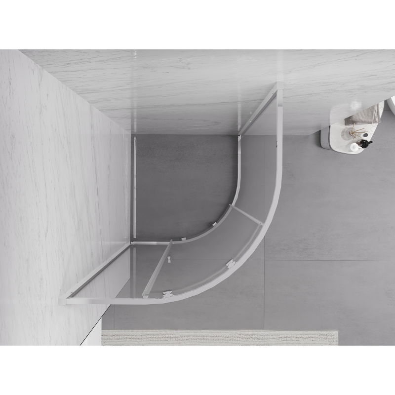 Mexen Exo pusapvalė stumdomoji dušo kabina 90 x 90 cm, skaidri, chrominė - 8131-090-090-01-00