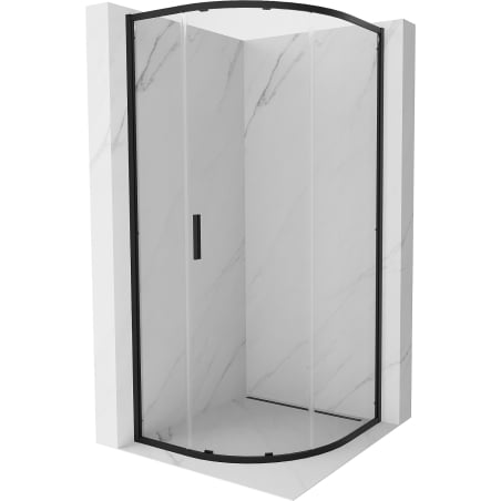 Mexen Exo pusapvalė stumdomoji dušo kabina 70 x 70 cm, skaidri, juoda - 8131-070-070-70-00