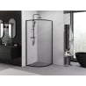 Mexen Exo pusapvalė stumdomoji dušo kabina 70 x 70 cm, skaidri, juoda - 8131-070-070-70-00