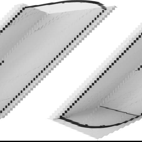 Mexen Exo pusiau apvalus asimetrinis slankiojantis dušo kabina 100 x 80 cm, skaidrus, juodas - 8131-100-080-70-00