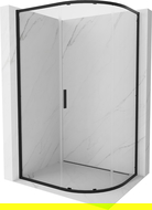 Mexen Exo pusapvalė asimetrinė stumdomoji dušo kabina 100 x 90 cm, permatoma, juoda - 8131-100-090-70-00