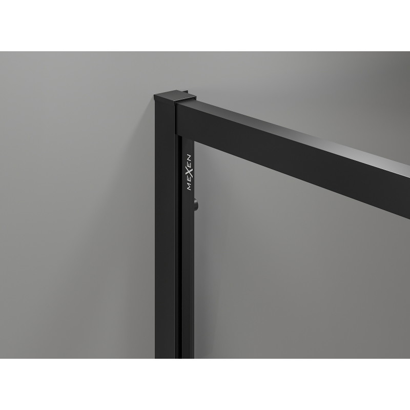 Mexen Exo-S pusapvalė dušo kabina, stumdoma 80 x 80 cm, skaidri, juoda - 8131-080-080-70-00