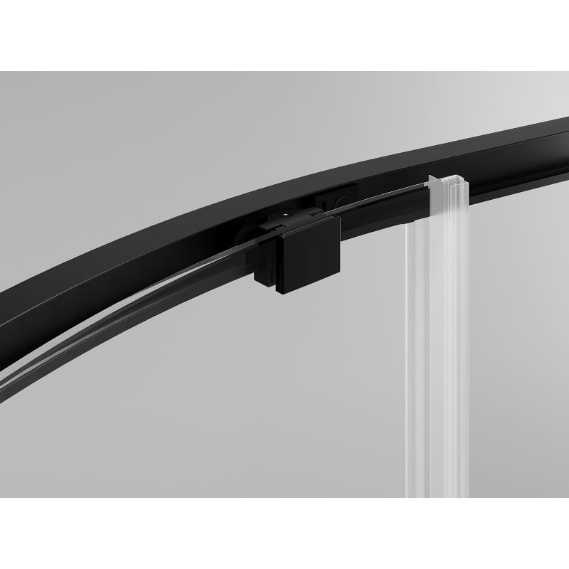 Mexen Exo pusapvalė dušo kabina su slankiojančiomis durimis 100 x 100 cm, permatoma, juoda - 8131-100-100-70-00