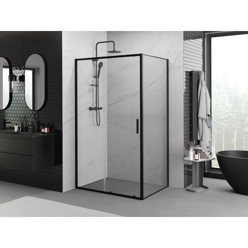 Mexen Exo-S skaidri stiklinė dušo kabina 125 x 95 cm, juoda - 8151-125-095-70-00