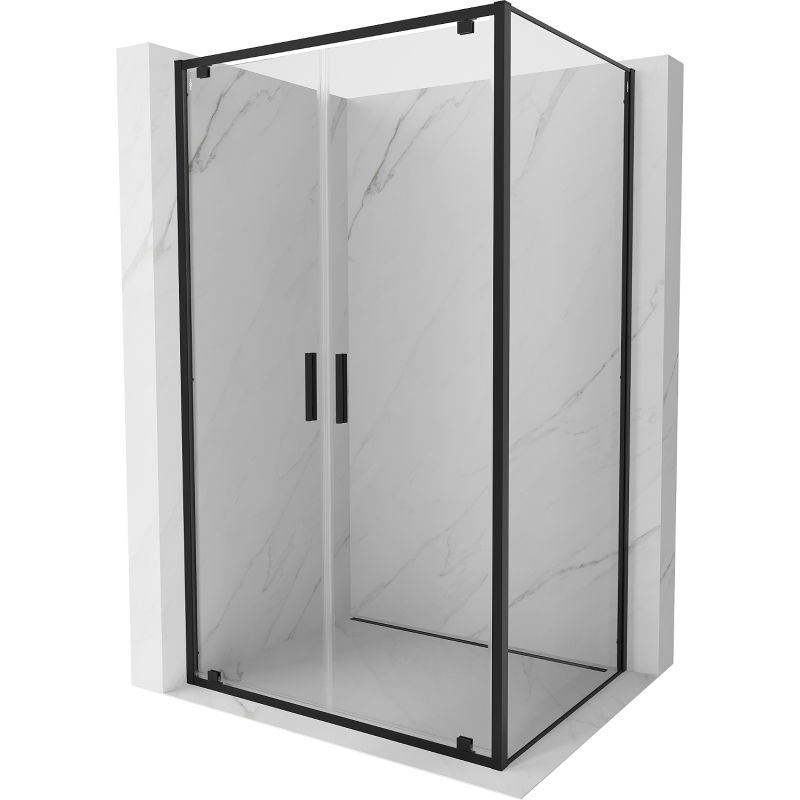 Mexen Exo atveriama dušo kabina 80 x 85 cm, skaidri, juoda - 8182-080-085-70-00