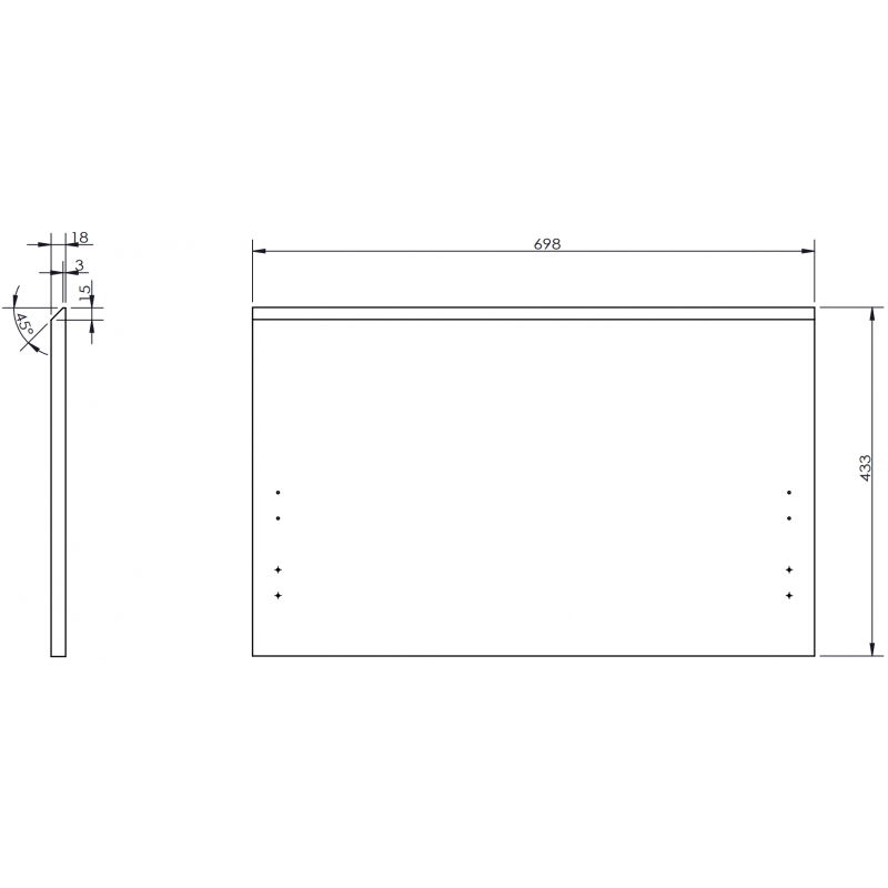 Mexen Orio vonios spintelės korpuso fasadas 70 x 43,5 cm, baltas matinis - 91A10-0700-470-1-01