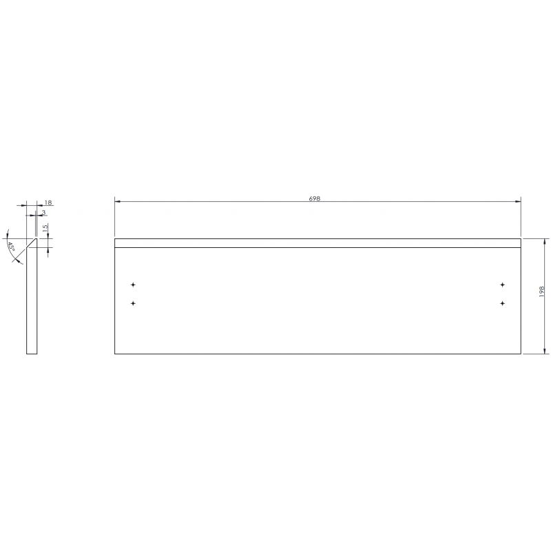 Mexen Rivel priekinė spintelės korpusui 70 x 20 cm, balta matinė - 91A20-0700-235-1-01
