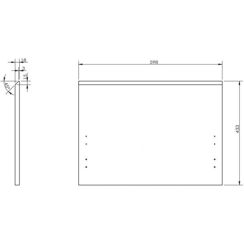 Mexen Rivel fronto briaunotas vonios spintelės korpusui 60 x 43,5 cm, grafito matinė - 91A20-0600-470-1-66