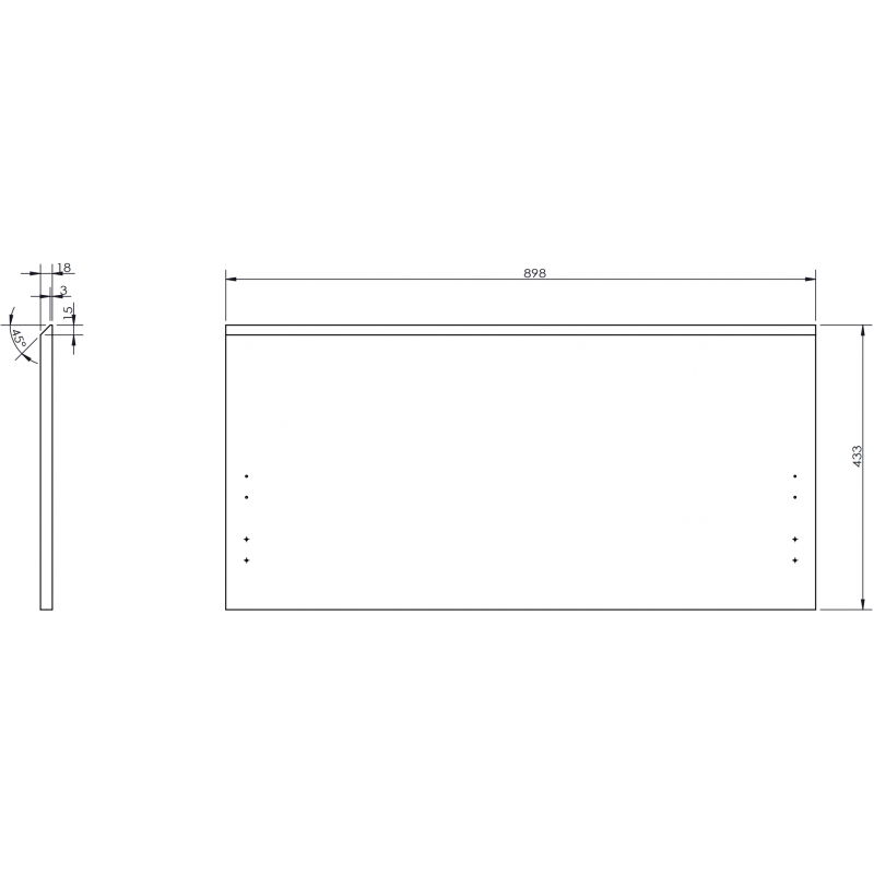 Mexen Rivel priekis rifliuotas vonios spintelės korpusui 90 x 43,5 cm, matinė grafito spalva - 91A20-0900-470-1-66