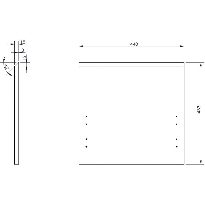 Mexen Rivel priekinis rifliuotas vonios spintelės korpusui 45 x 43,5 cm, juodas matinis - 91A20-0450-470-1-71