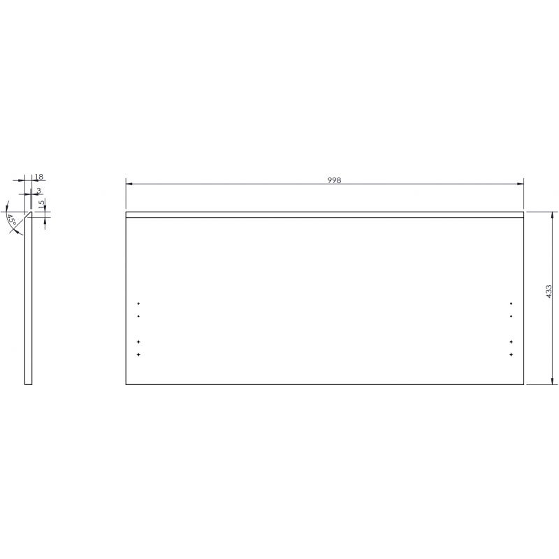 Mexen Rivel priekinė dalis rifliuota vonios spintelės korpusui 100 x 43,5 cm, riešutmedis - 91A20-1000-470-1-86