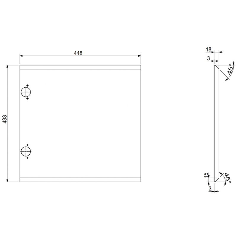 Mexen Rivel priekinis ryflowany vonios spintelės korpusui 45 x 43,5 cm, grafitas matinis - 91A21-0450-470-1-66