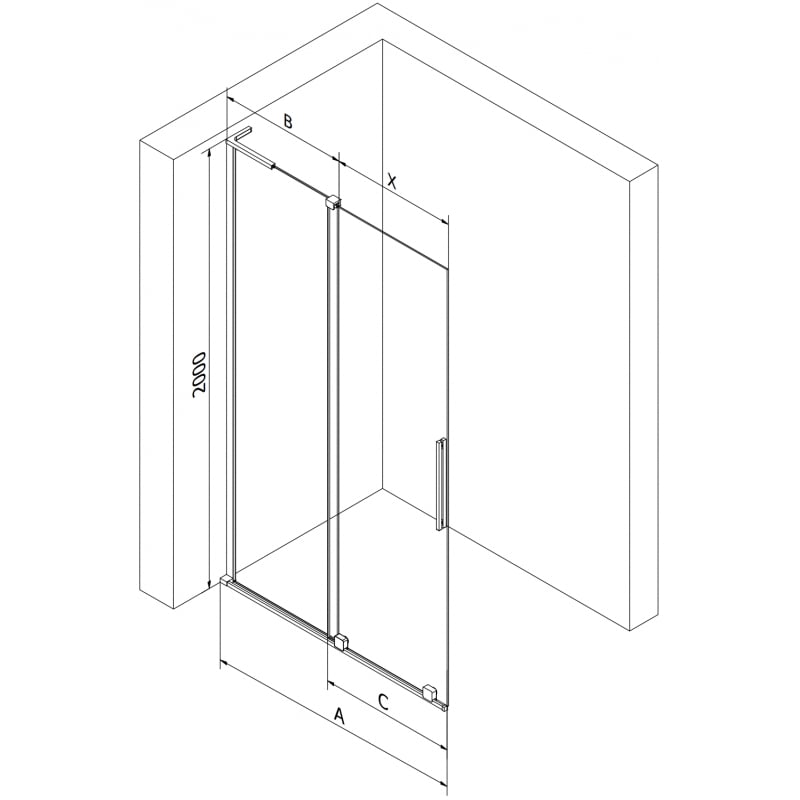 Mexen Velar L Stumdomos dušo sienelės Walk-in 100 x 200 cm, skaidrios 8 mm, aukso šlifuotas - 871-100-003-03-55