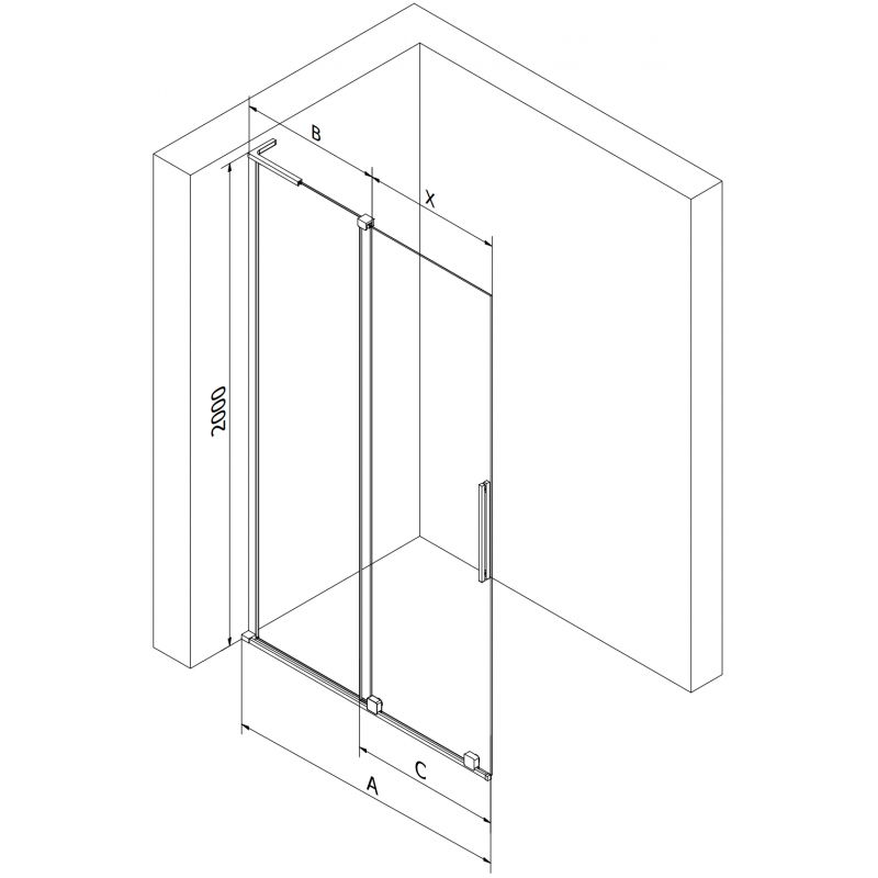 Mexen Velar L stumdoma dušo sienelė Walk-in 120 x 200 cm, matinė 8 mm, gun metal - 871-120-003-33-95