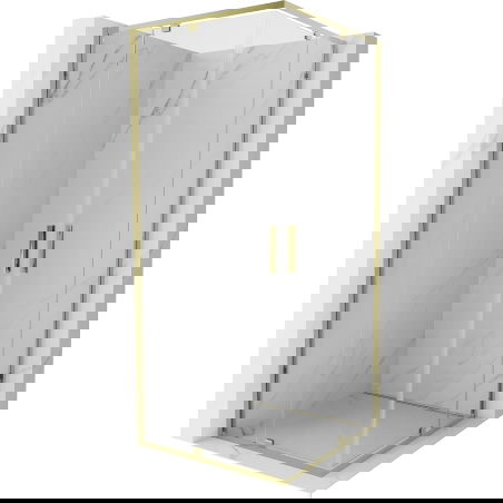 Mexen Exo kvadratinė dušo kabina su varstomomis durimis 70 x 70 cm, permatoma, auksinė - 8110-070-070-50-00