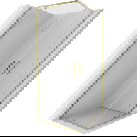 Mexen Exo kvadratinė atsiverianti dušo kabina 80 x 80 cm, skaidri, auksinė - 8110-080-080-50-00