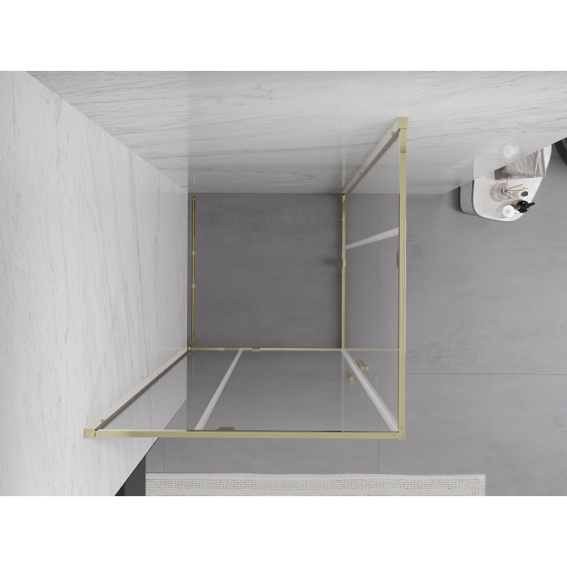 Mexen Exo-R Duo kvadratinė atveriama dušo kabina 90 x 90 cm, skaidri, auksinė - 8110-090-090-50-00