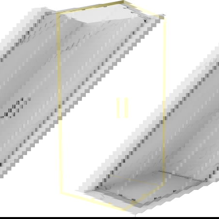Mexen Exo kvadratinė dušo kabina stumdomos durys 100 x 100 cm, skaidri, auksinė - 8111-100-100-50-00