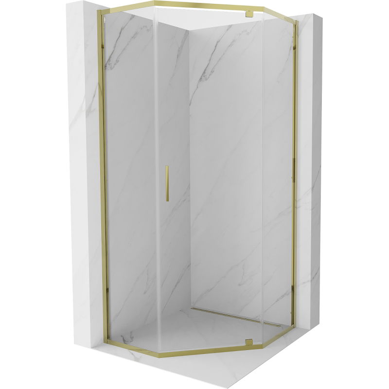 Mexen Exo penkiakampė dušo kabina su atveriamomis durimis 80 x 80 cm, permatoma, auksinė - 812-080-080-50-00