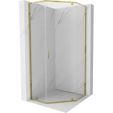 Mexen Exo-R penkiakampė dušo kabina su varstomomis durimis 80 x 80 cm, permatoma, auksinė - 812-080-080-50-00