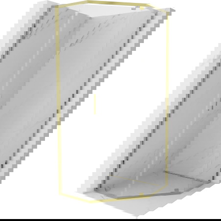 Mexen Exo penkiakampė atidaroma dušo kabina 90 x 90 cm, skaidri, auksinė - 812-090-090-50-00