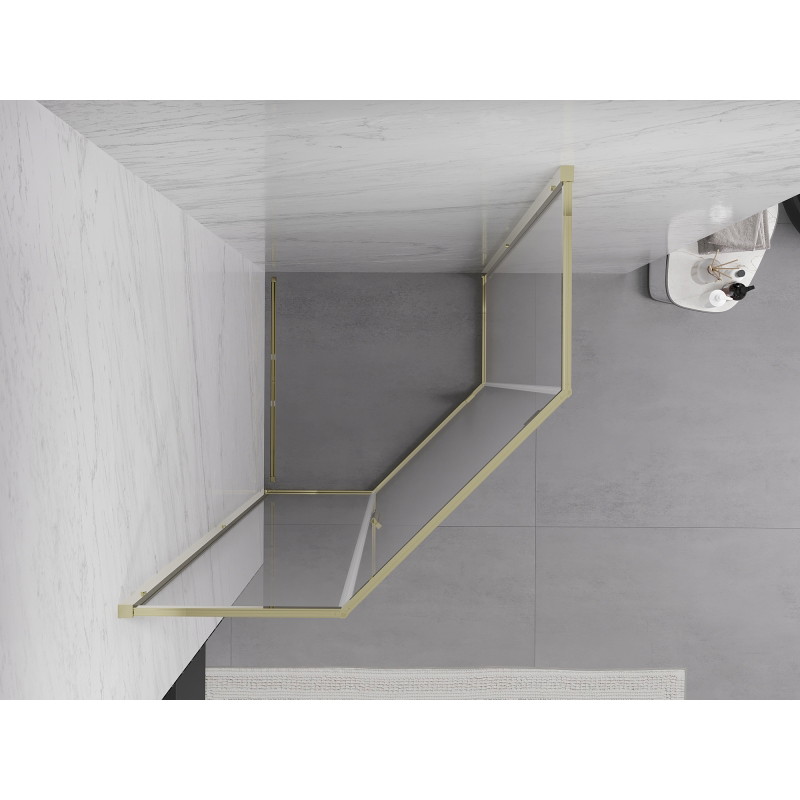 Mexen Exo penkiakampė atidaroma dušo kabina 90 x 90 cm, skaidri, auksinė - 812-090-090-50-00