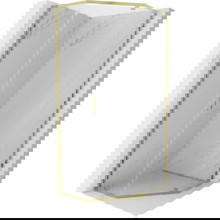 Mexen Exo penkiakampė dušo kabina, atveriama 100 x 100 cm, skaidri, auksinė - 812-100-100-50-00