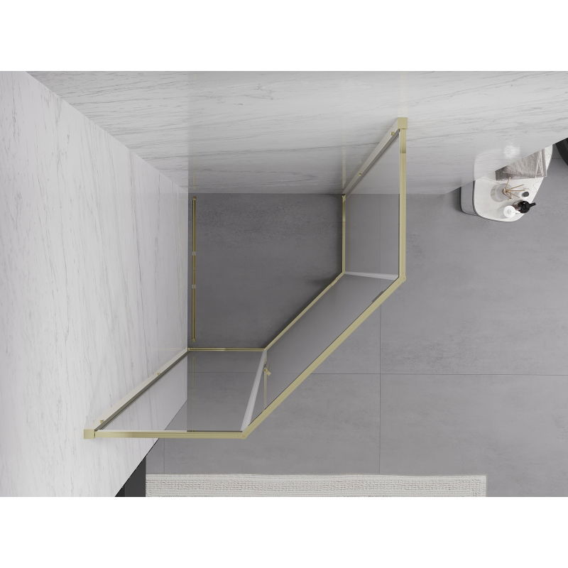 Mexen Exo penkiakampė dušo kabina, atveriama 100 x 100 cm, skaidri, auksinė - 812-100-100-50-00