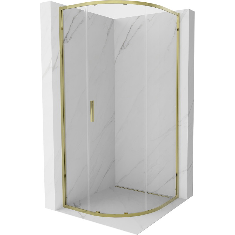 Mexen Exo-S pusapvalė stumdomos dušo kabina 70 x 70 cm, skaidri, auksinė - 8131-070-070-50-00