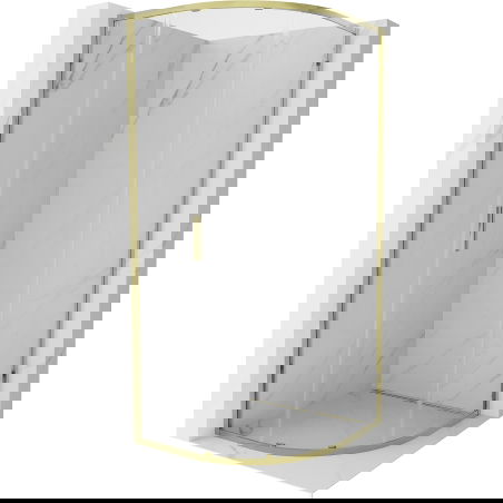 Mexen Exo pusapvalė dušo kabina stumdomomis durimis 70 x 70 cm, skaidri, auksinė - 8131-070-070-50-00