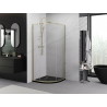 Mexen Exo-S pusapvalė stumdomųjų durų dušo kabina 90 x 90 cm, skaidri, auksinė - 8131-090-090-50-00