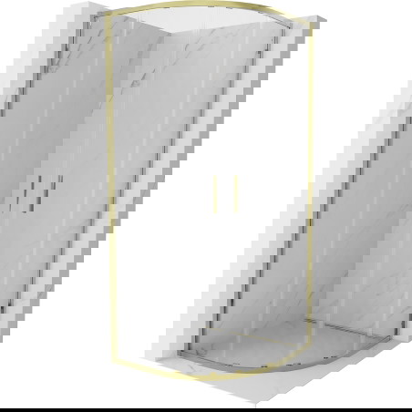 Mexen Exo pusapvalė stumdomoji dušo kabina 80 x 80 cm, skaidri, auksinė - 8132-080-080-50-00