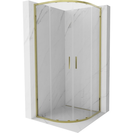 Mexen Exo-S Duo pusapvalė slankioji dušo kabina 80 x 80 cm, permatoma, auksinė - 8132-080-080-50-00
