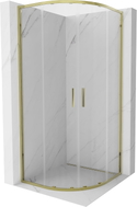 Mexen Exo-S Duo pusapvalė slankioji dušo kabina 80 x 80 cm, permatoma, auksinė - 8132-080-080-50-00